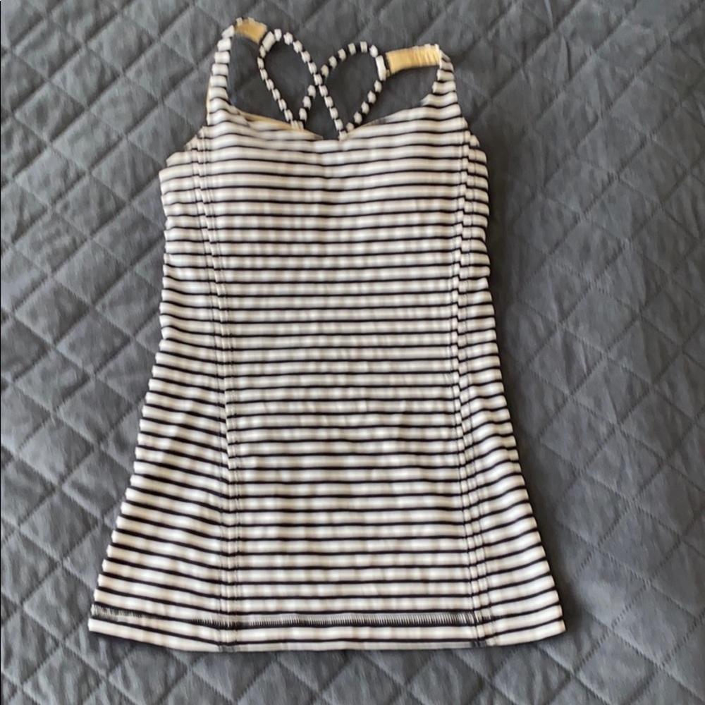 Lululemon Black & White Striped Activewear Tank